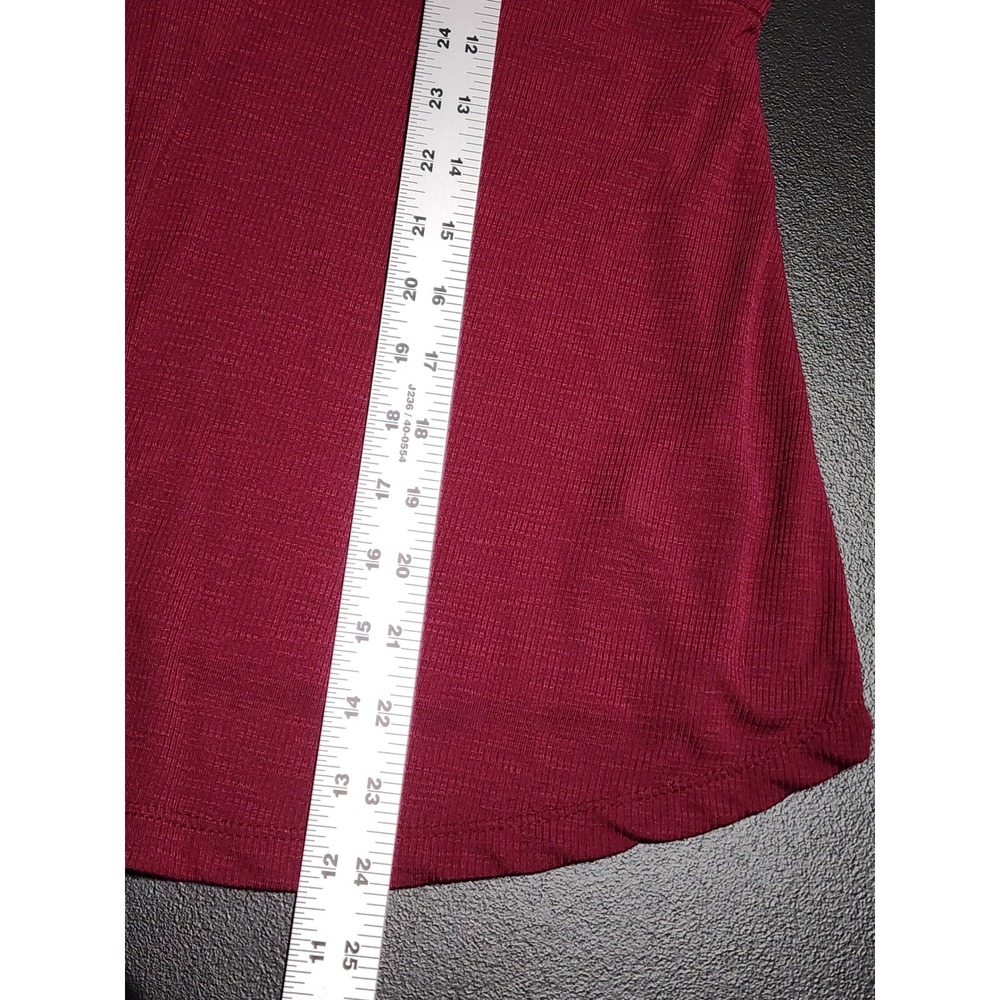 Free People Intimately Ribbed V-Neck Pleated Tank Top Small Burgundy‎ - Picture 7 of 9
